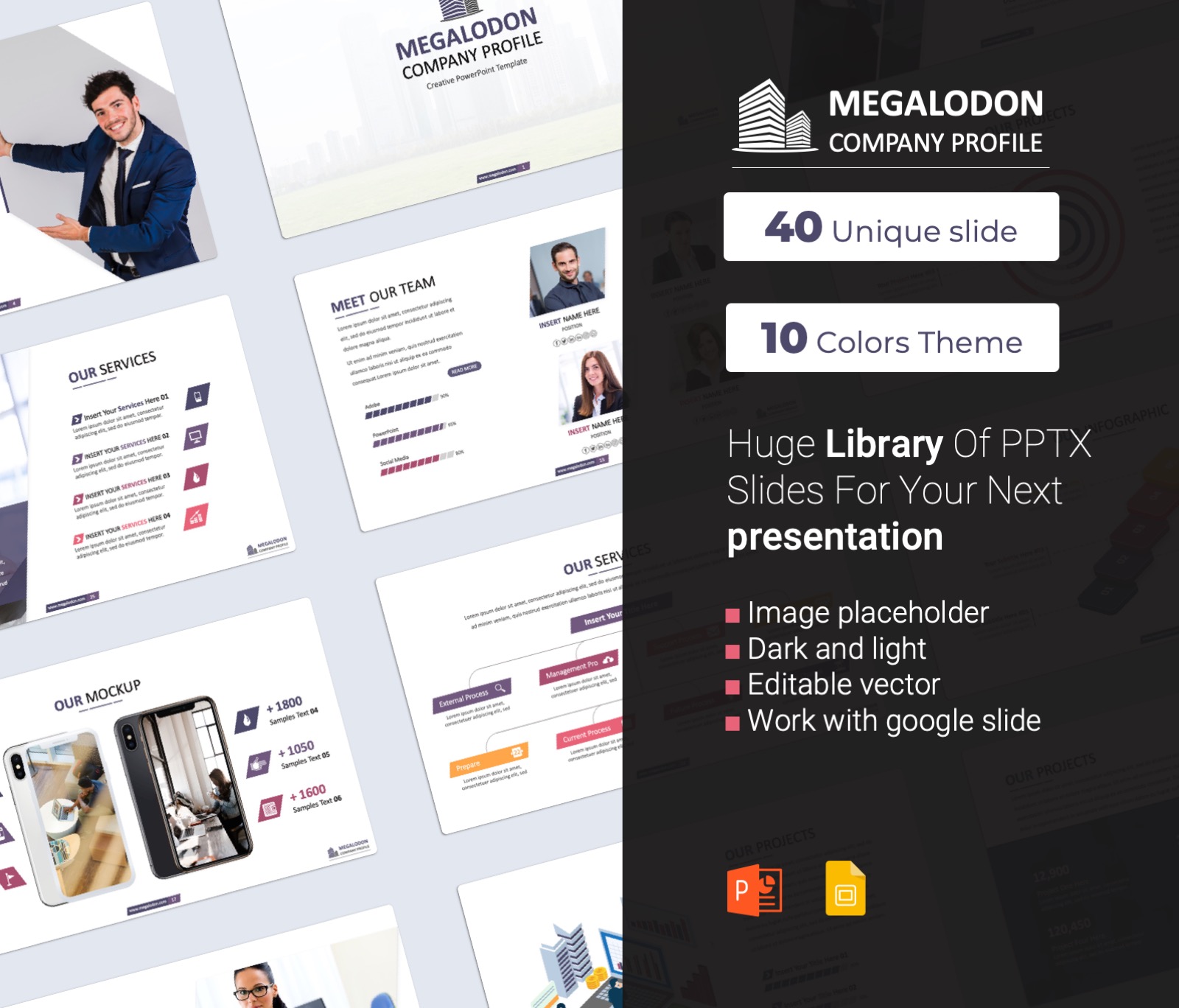 Megalodon Company Profile PowerPoint Presentation Template