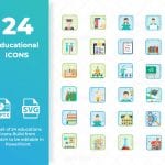 24 Educational Icon set ready for powerpoint