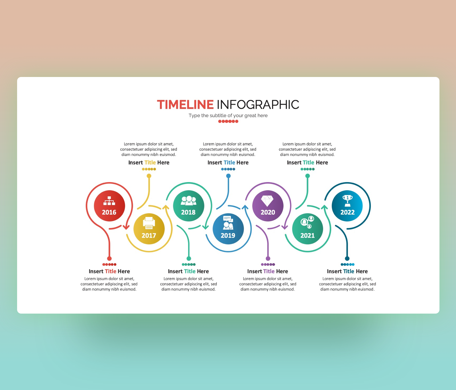 Free Timeline Infographic PowerPoint slide with Circular Design