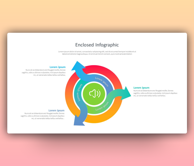 Enclosed Infographic with Curved Arrow Theme PPT