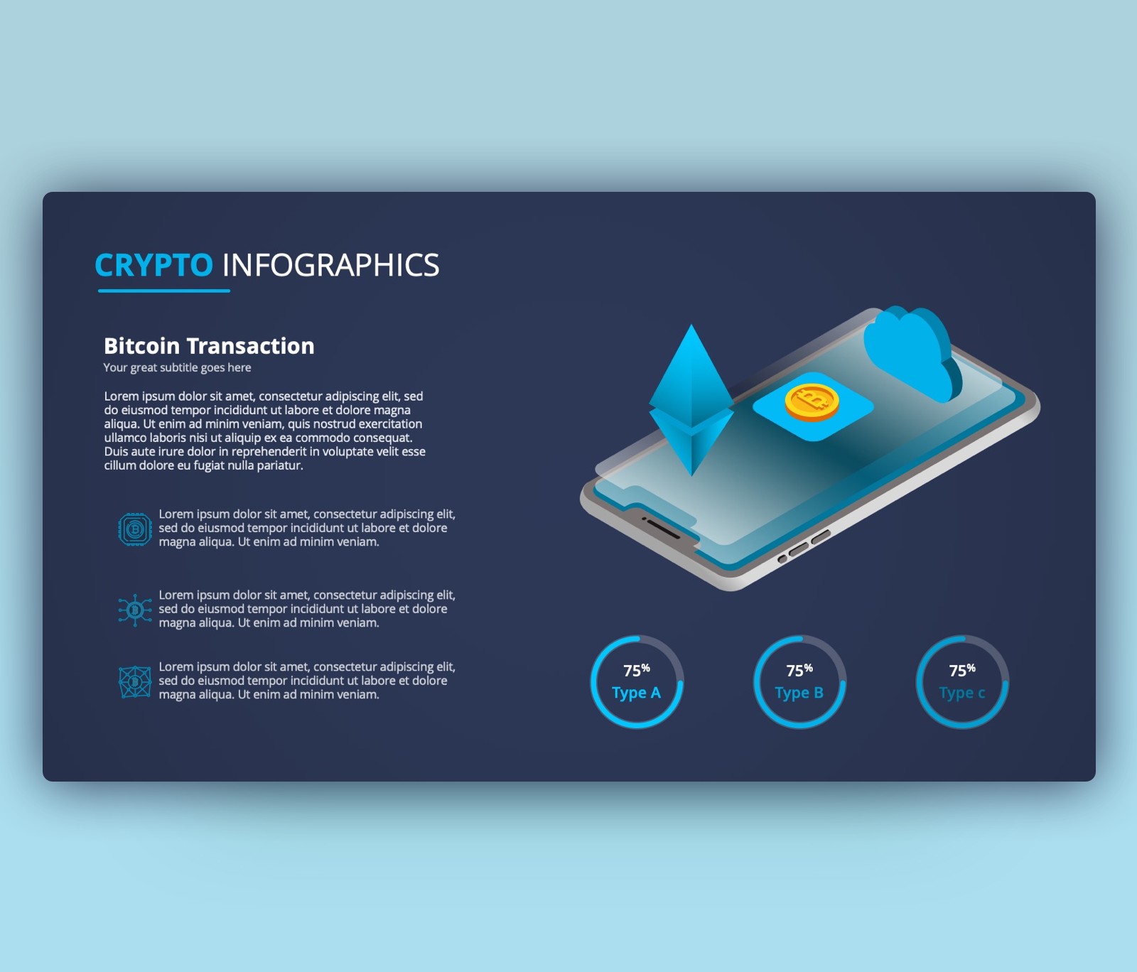 Crypto Mobile Infographic PowerPoint Template