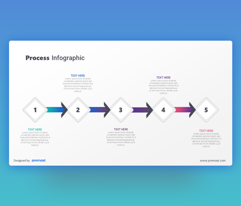 5 arrows horizontal process infographic