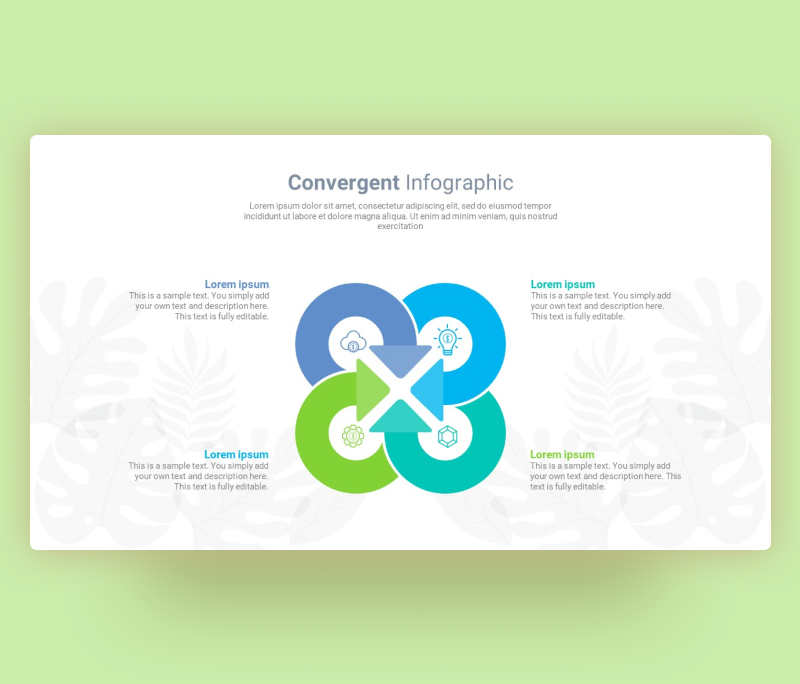 PowerPoint Convergent Infographic with Curved Arrow