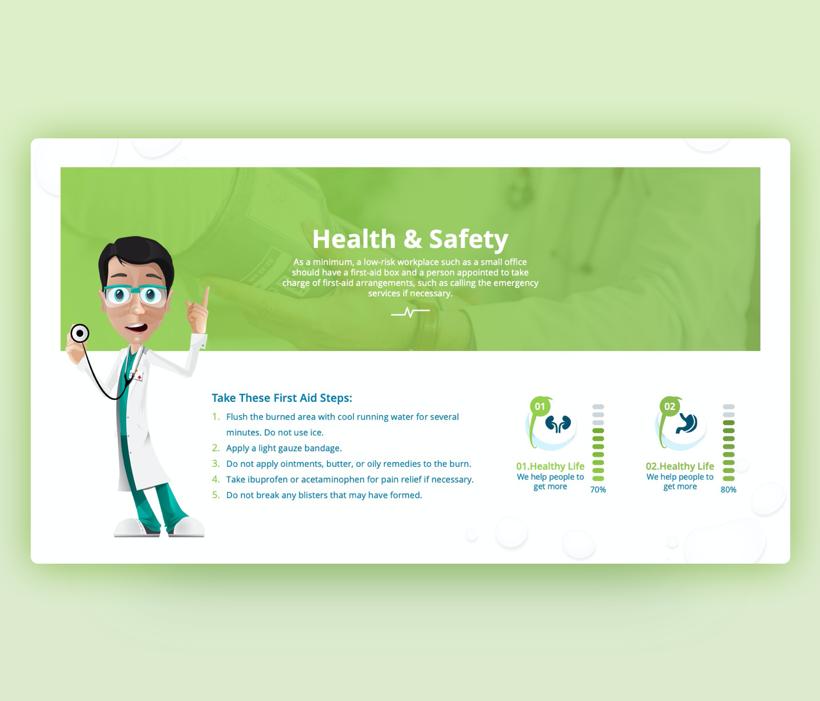 Health & Safety PowerPoint Template – First Aid Steps