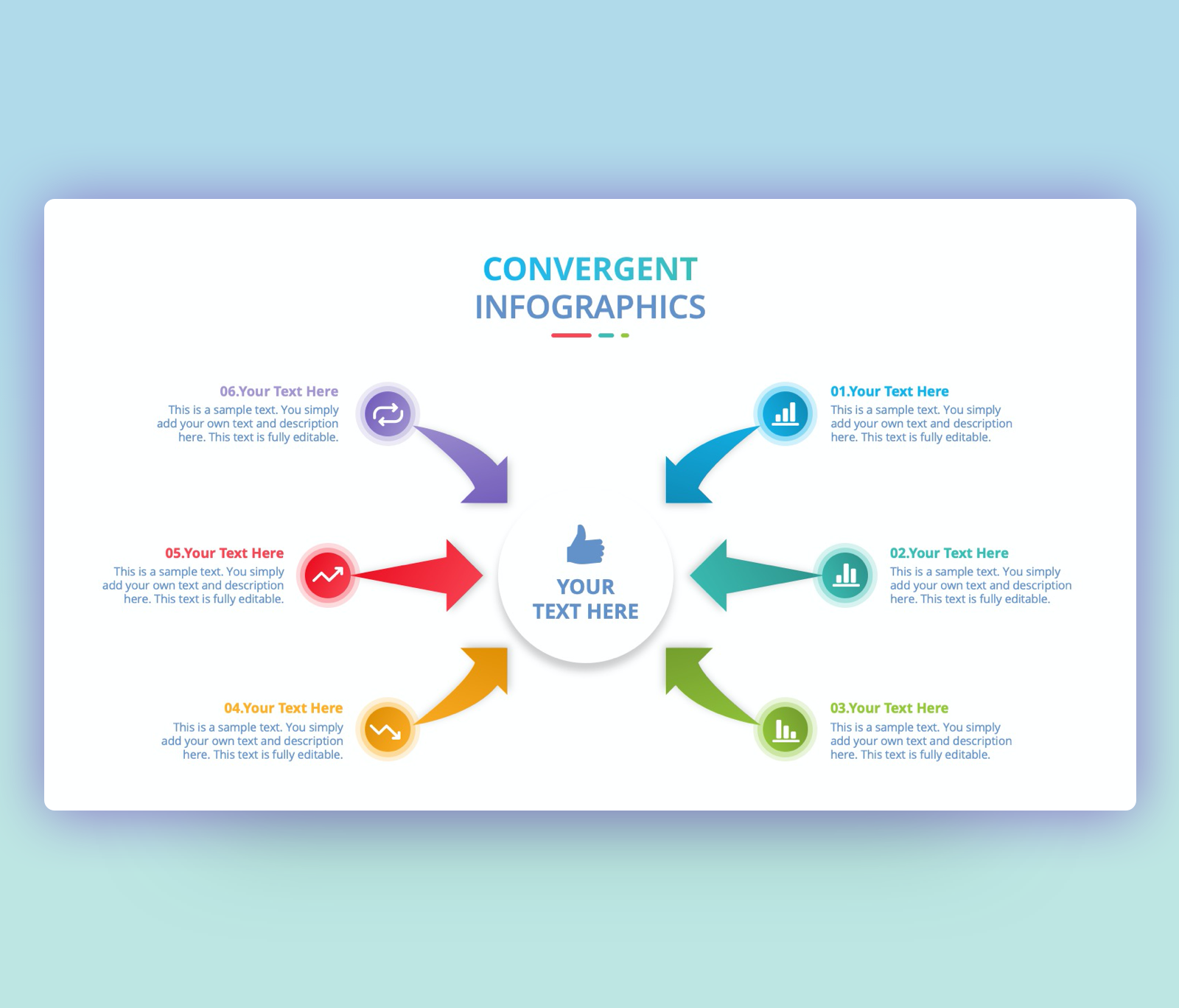 Free Convergent Infographic with Curved Arrow PPT