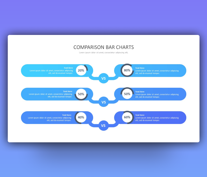 Percentage Comparison Bar Chart PowerPoint Template