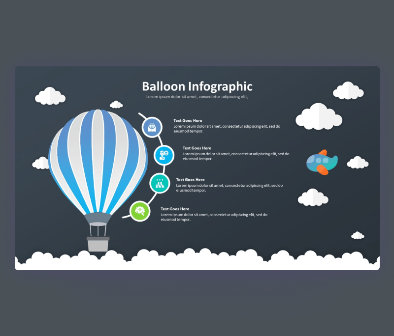 Balloon Infographic PowerPoint Template with Cloud Shapes