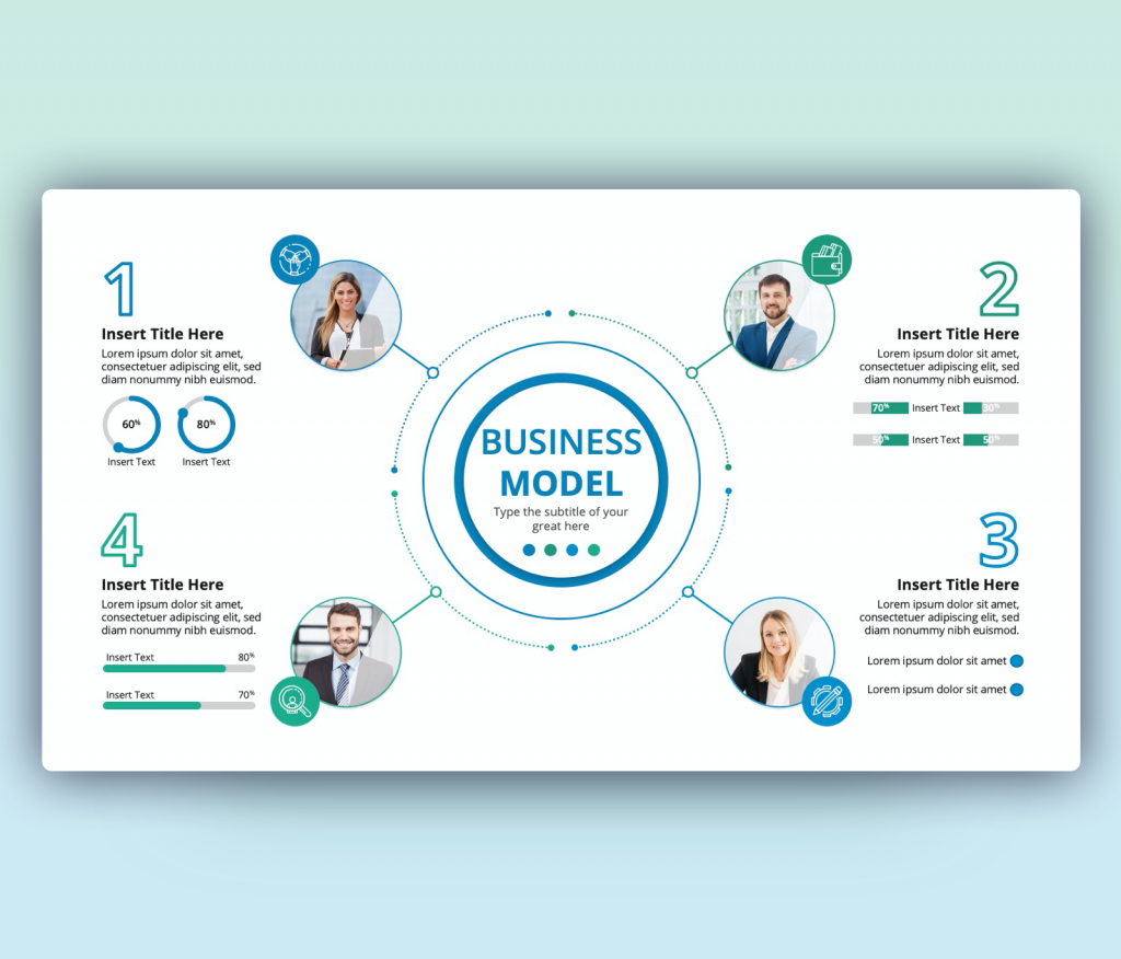 Premast | 4 steps Business Model PowerPoint Template