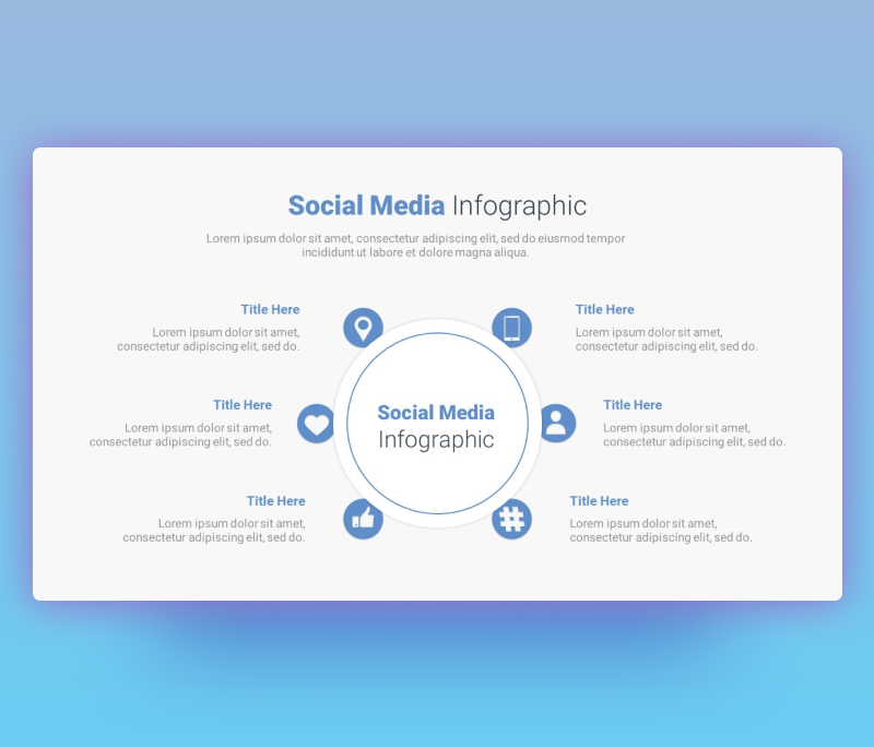 6 Step Social Media Circular Infographic PPT Template