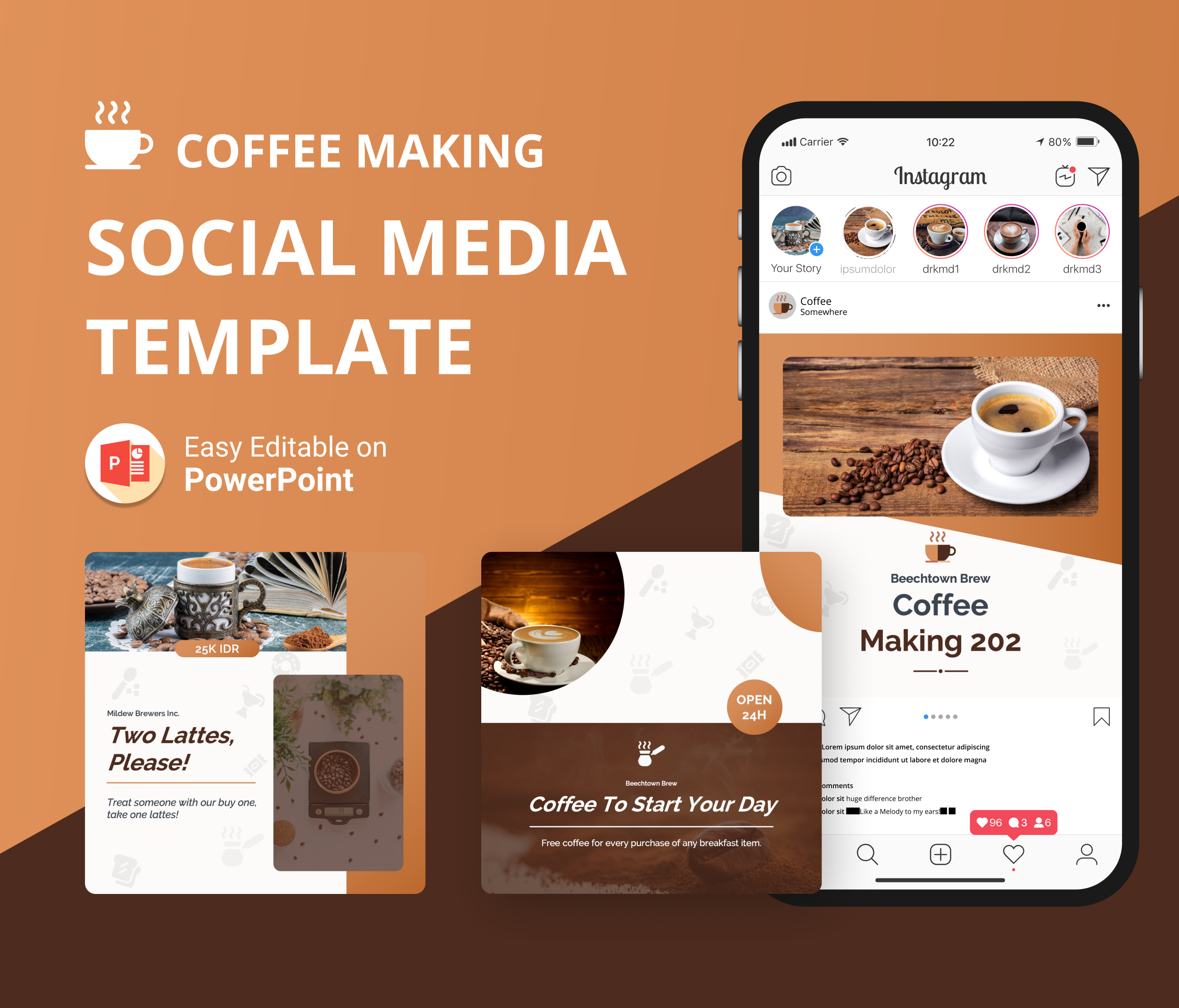 Coffee Making Social Media PowerPoint Template