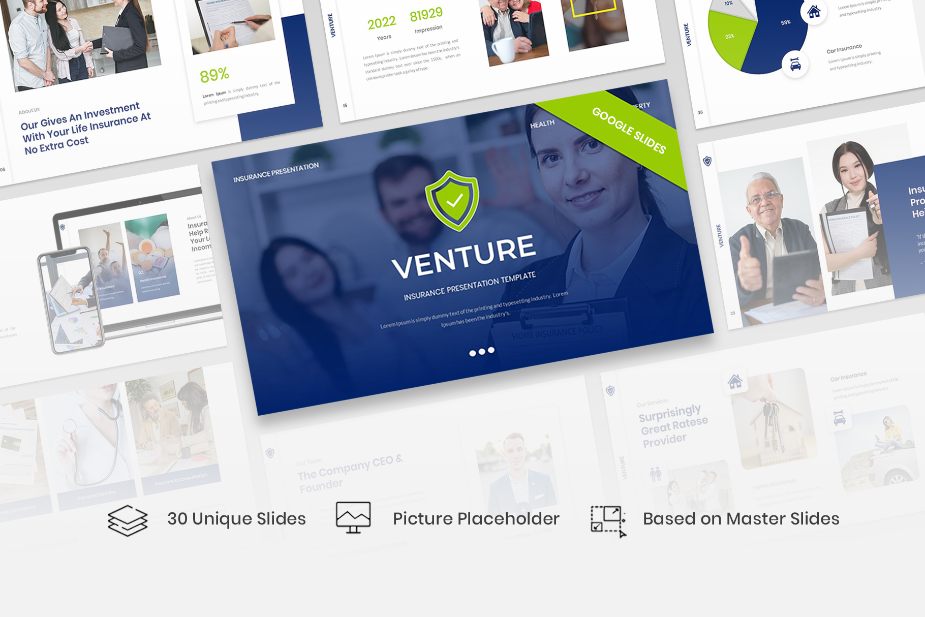 Venture – Insurance Presentation Google Slides Template