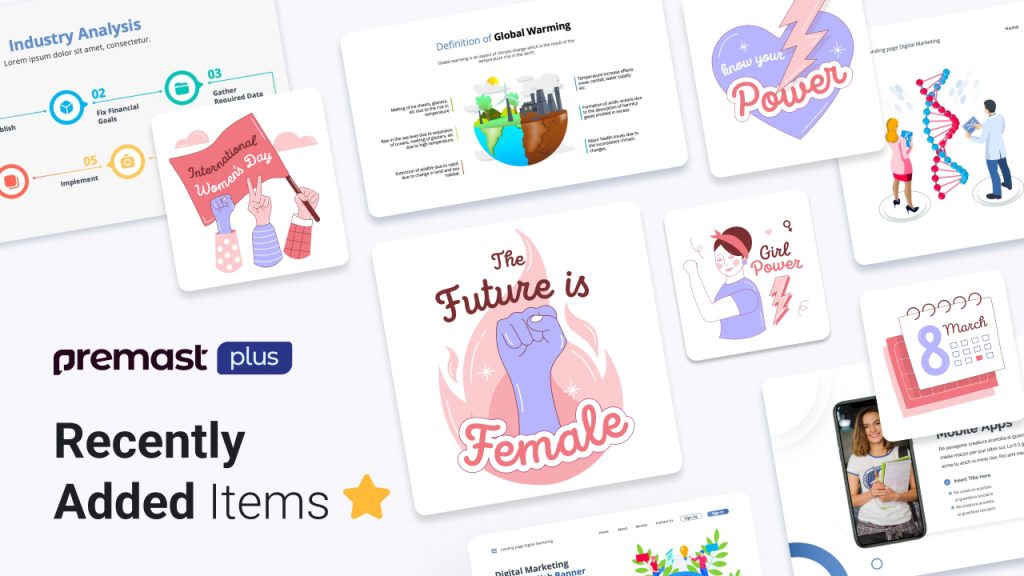 Premast-Plus New Presentation Templets, Medical Emergency Icon set &#038; Women&#8217;s Day Illustrations