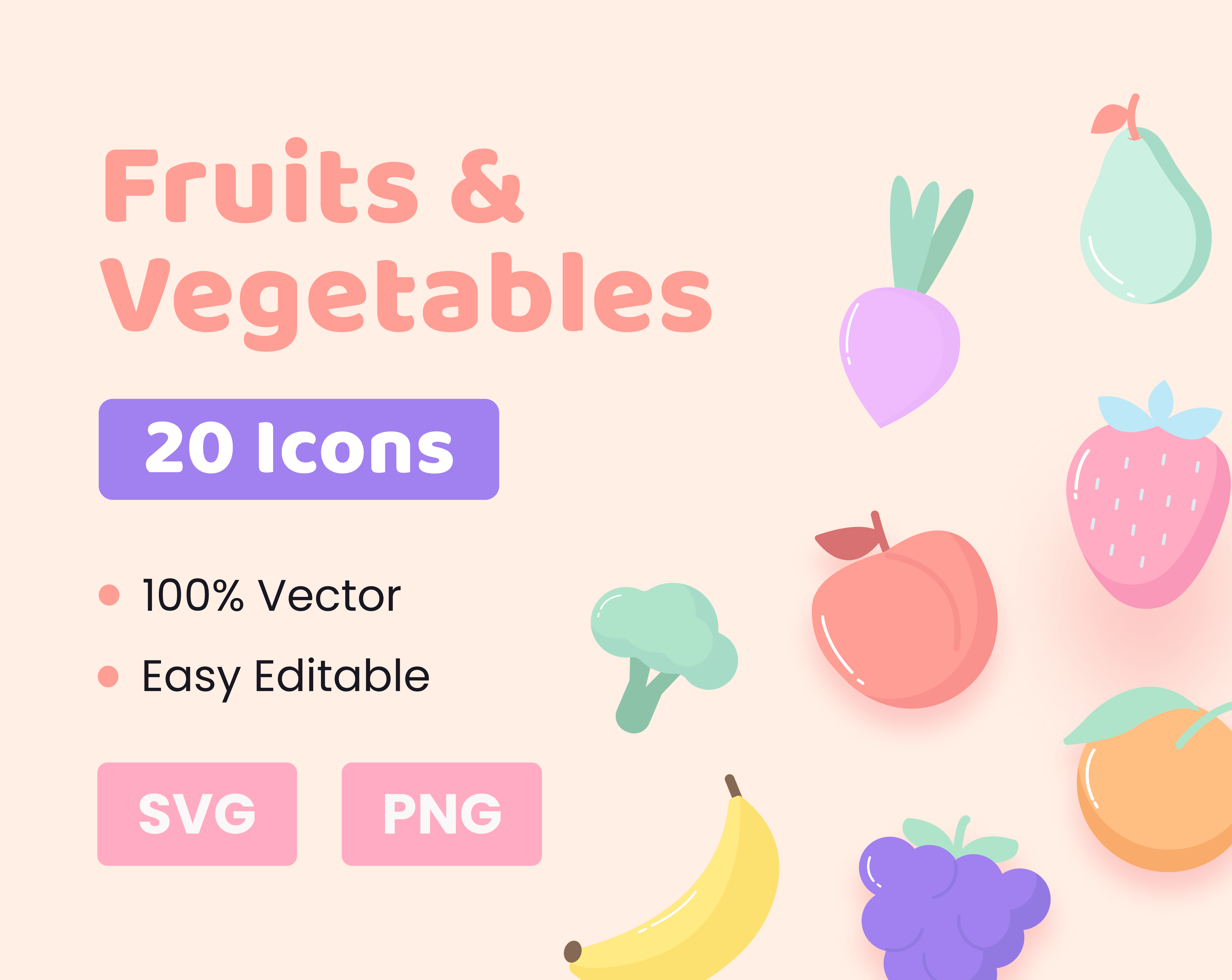 Fruits and Vegetables Icon Pack