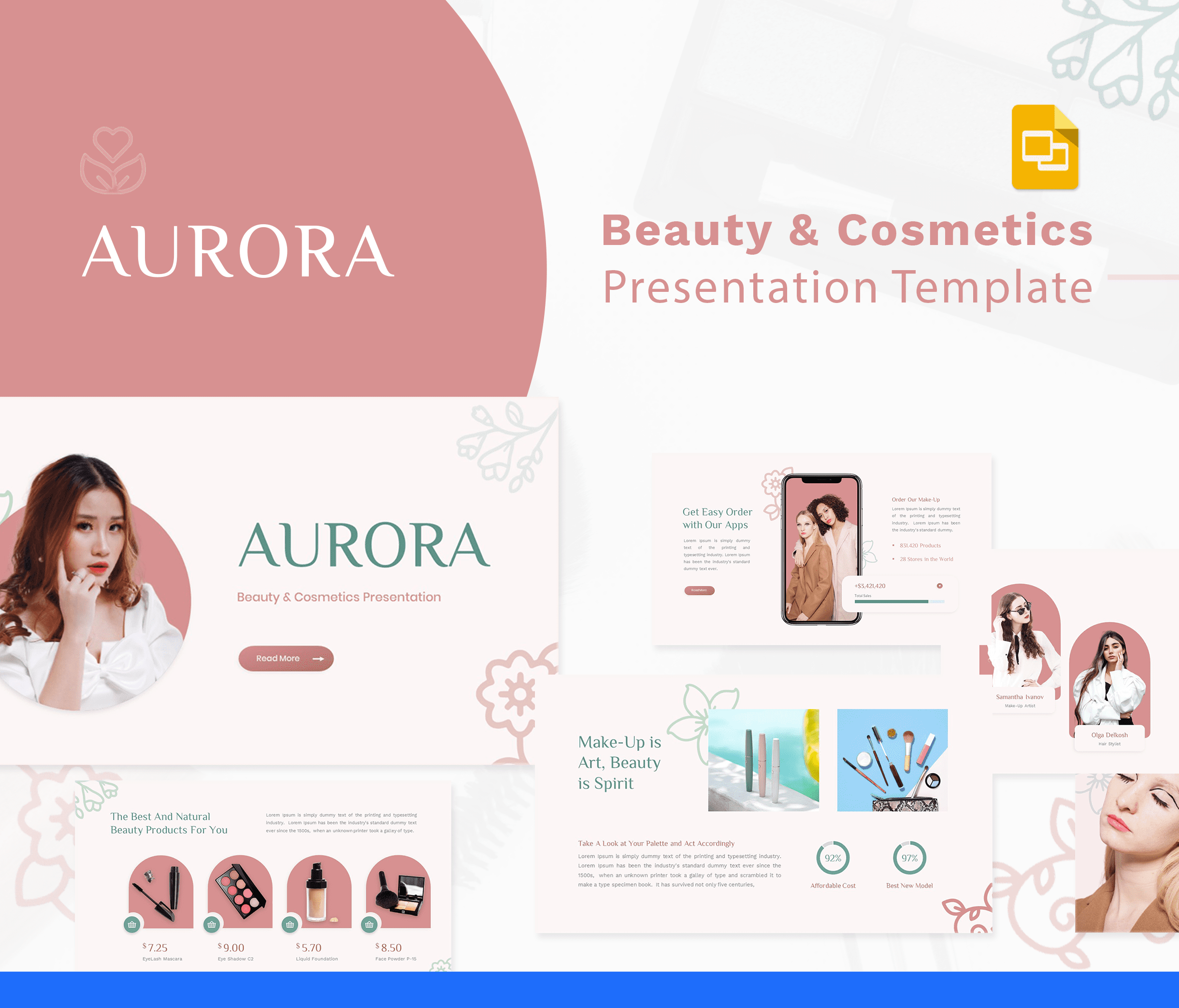 Aurora – Beauty & Cosmetics Google Slides Template