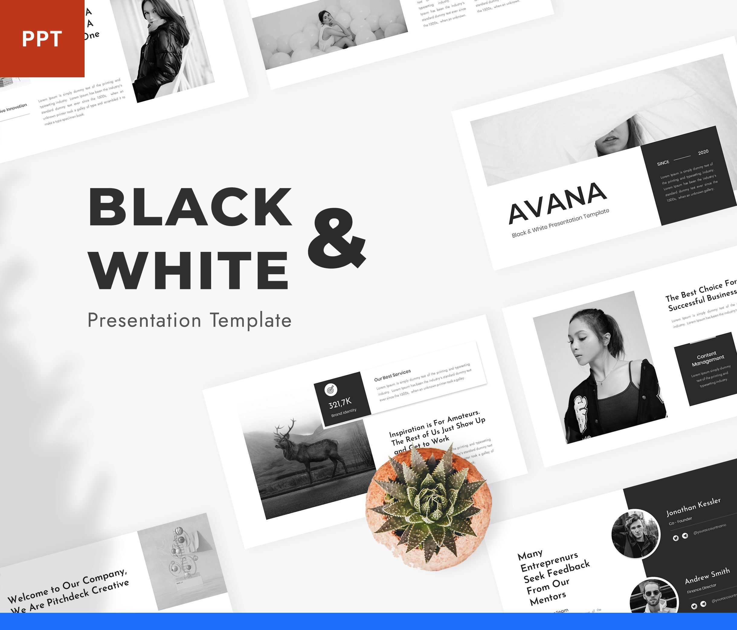 Avana – Black & White PowerPoint Template