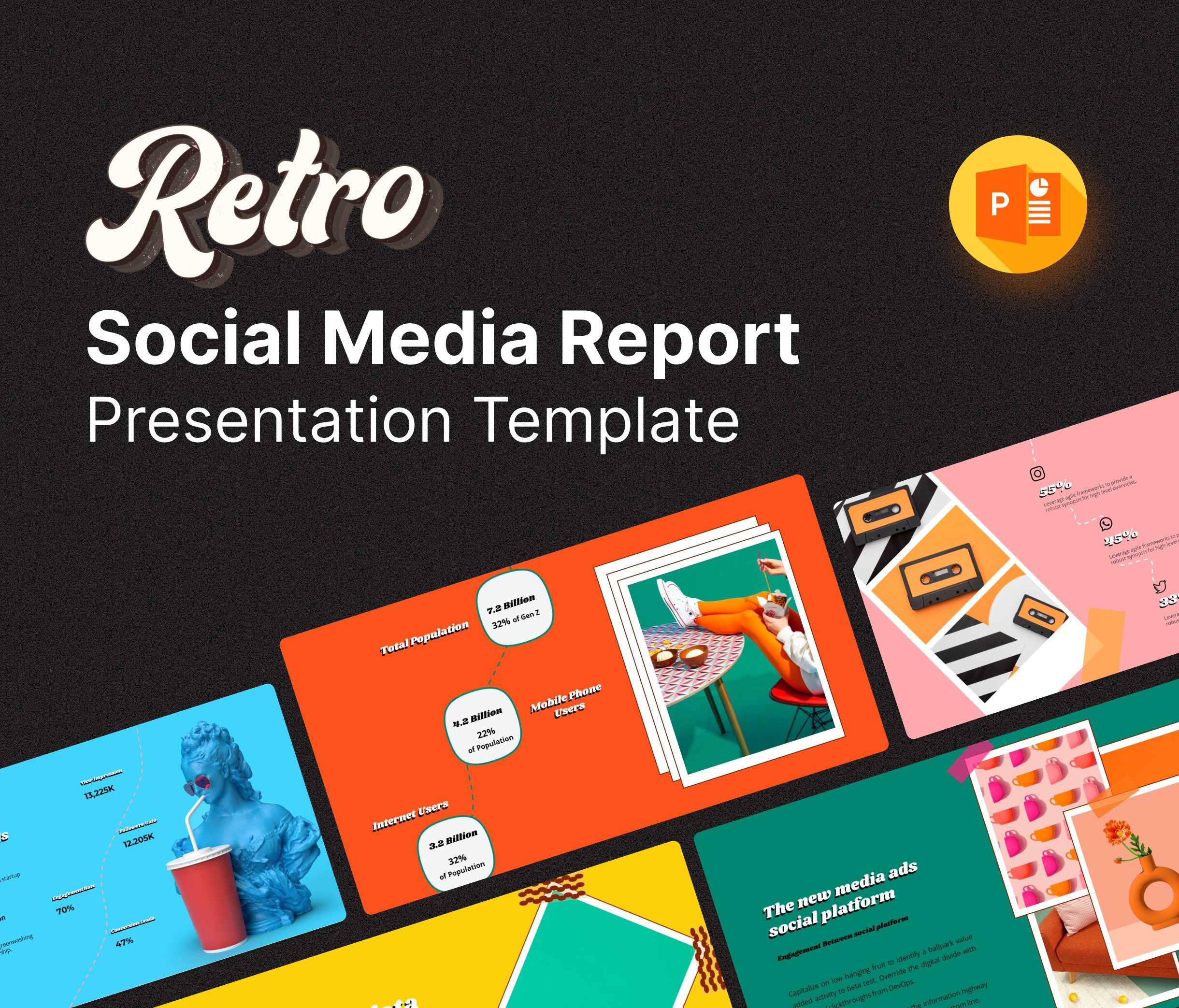 Retro – Social Media Report PowerPoint Template