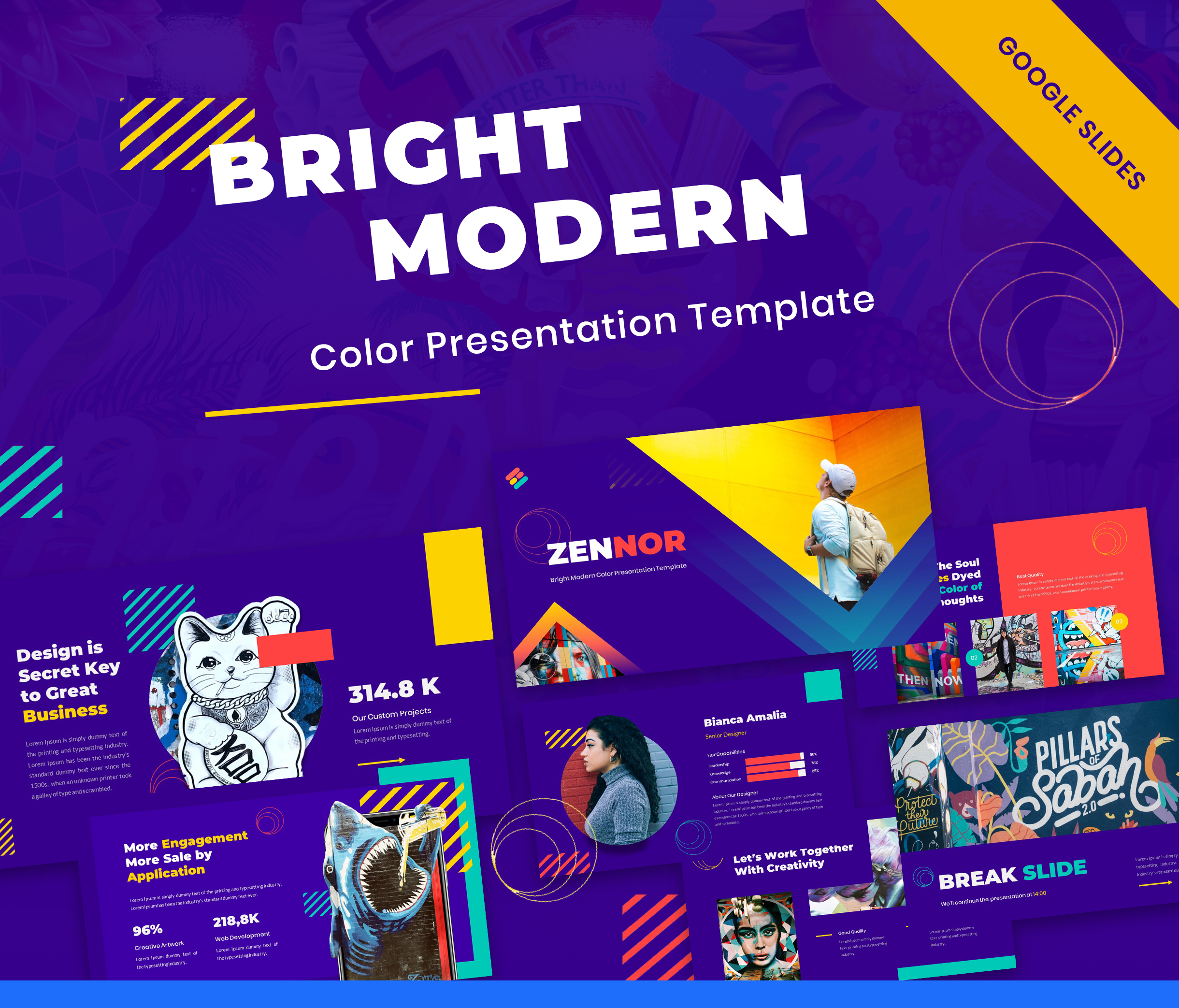 Bright Modern Color GoogleSlides Presentation Template