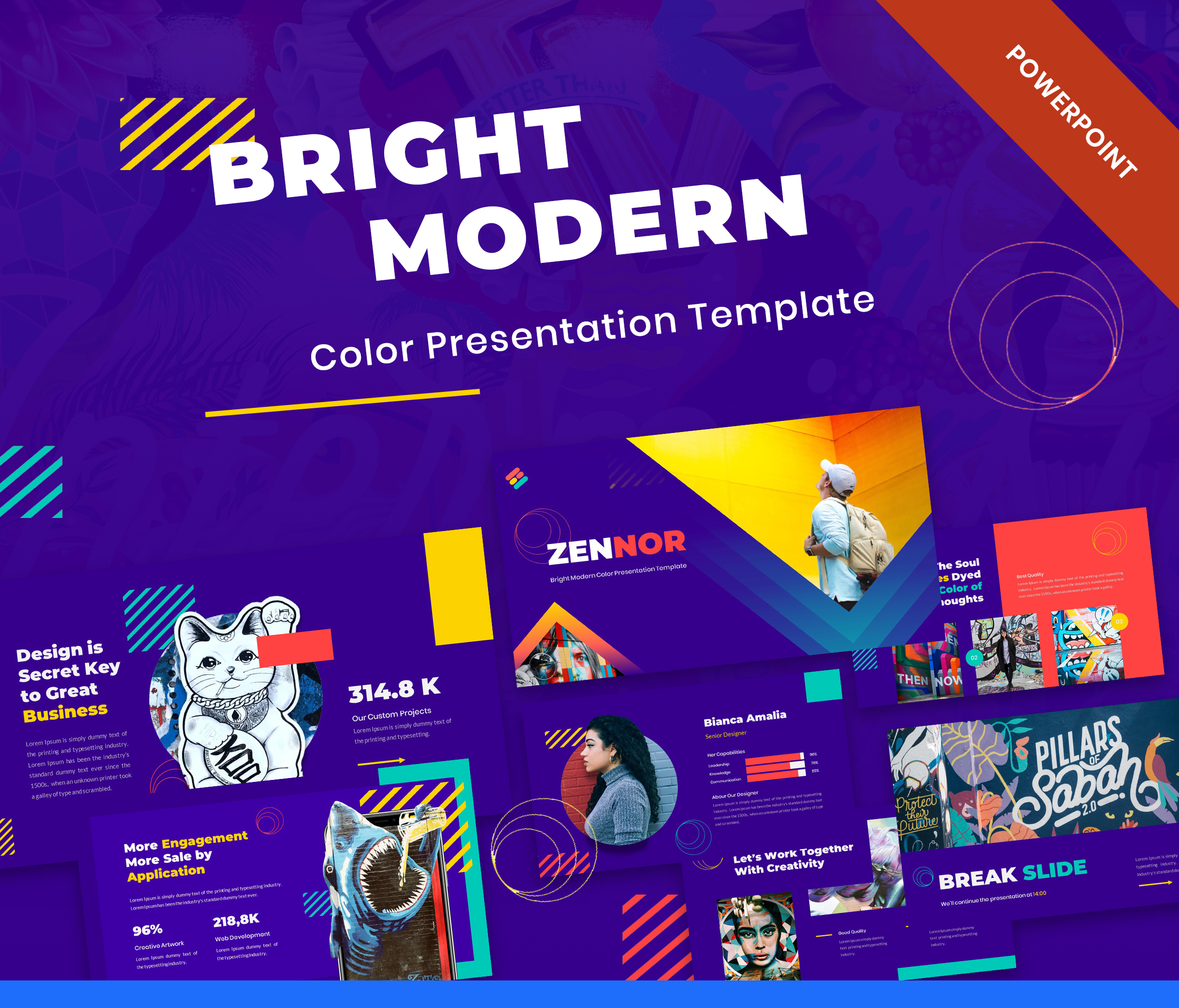 Bright Modern Color PowerPoint Presentation Template