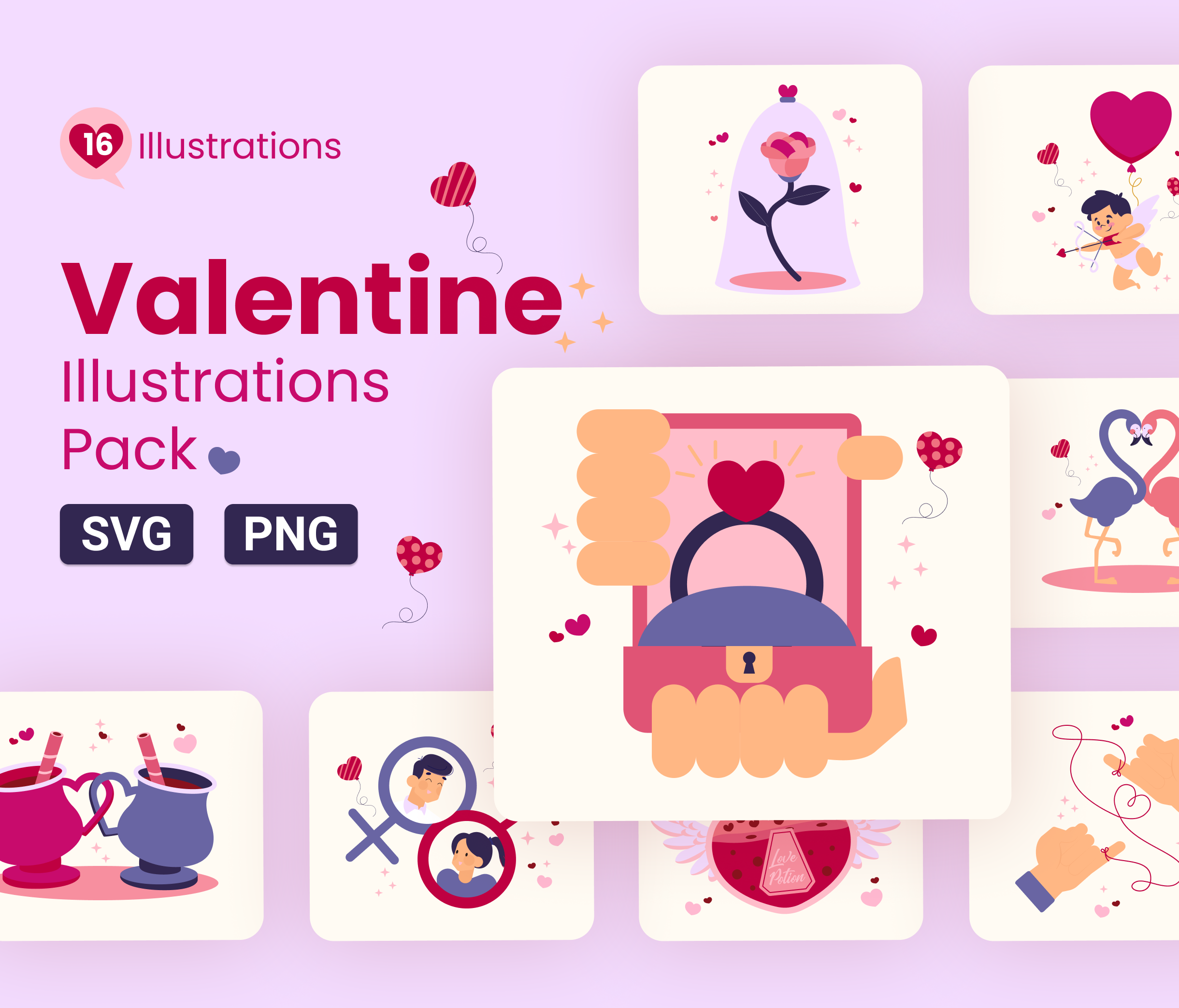 16 Valentines Illustration Pack