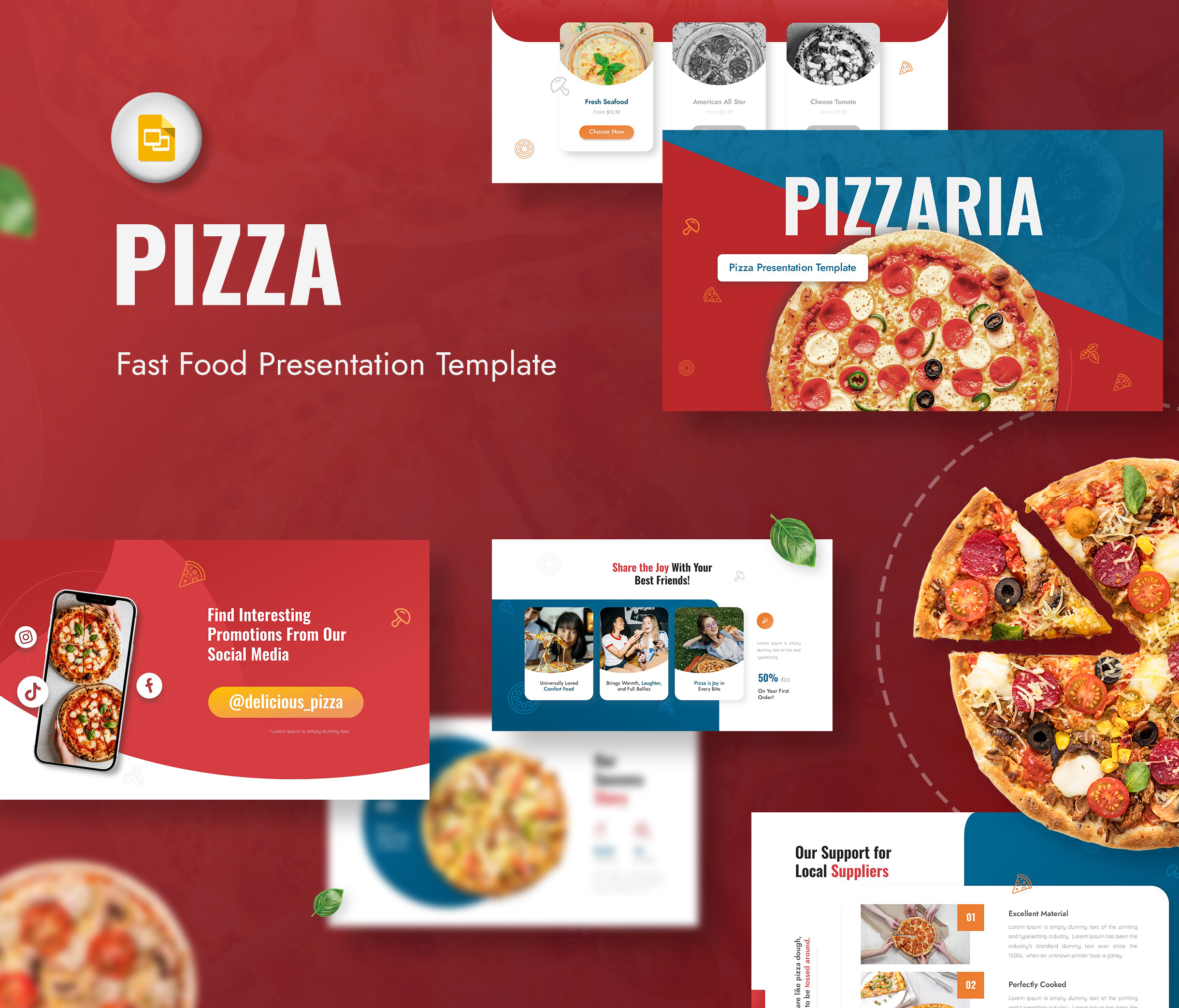 Pizzaria – Pizza Presentation Google Slides Template