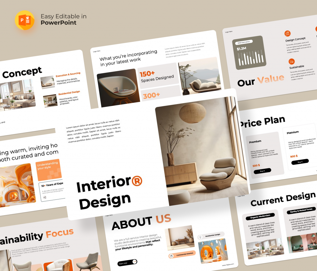 Home Interior presentation PowerPoint template | Premast