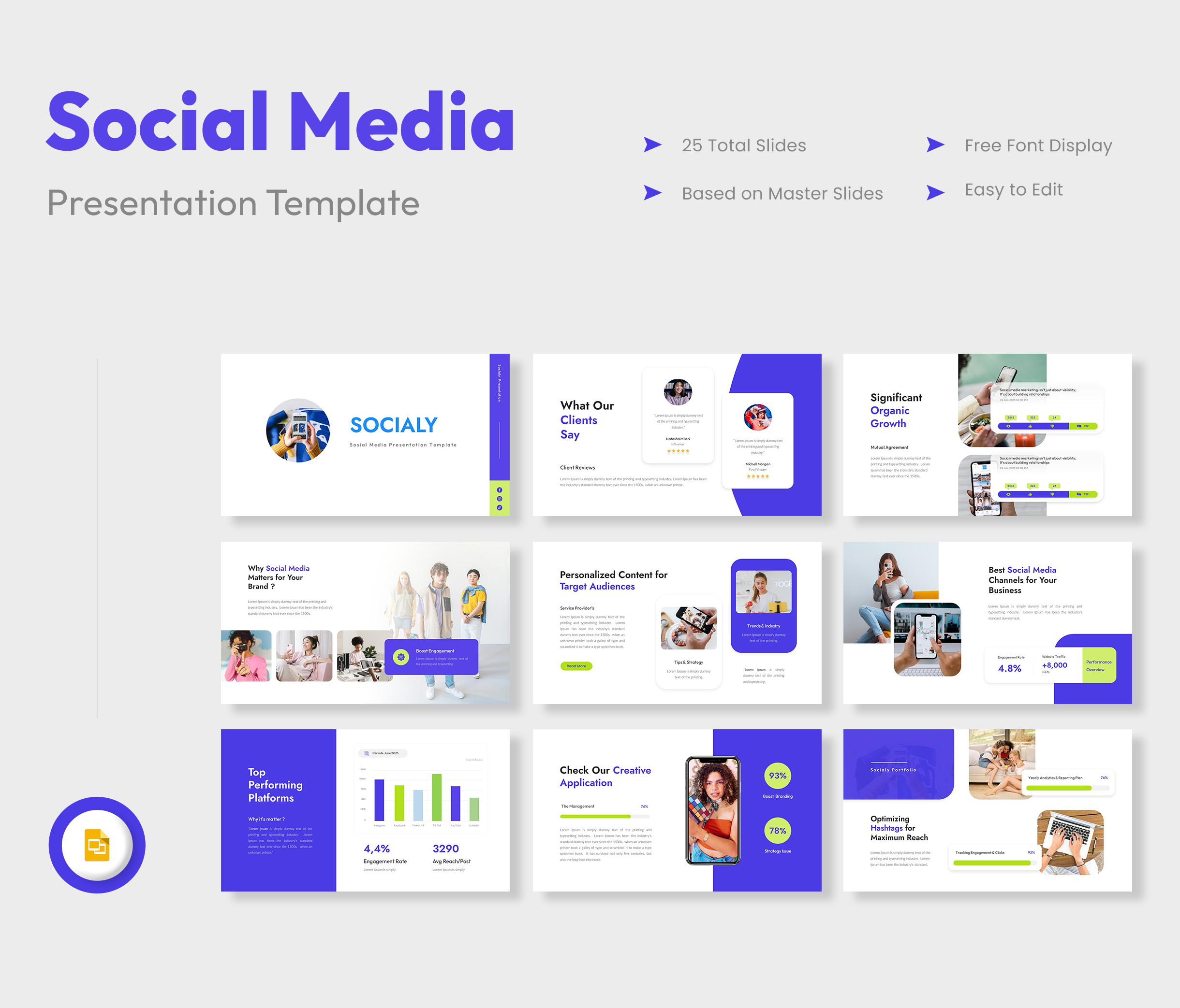 Socialy – Social Media Google Slides Presentation Template