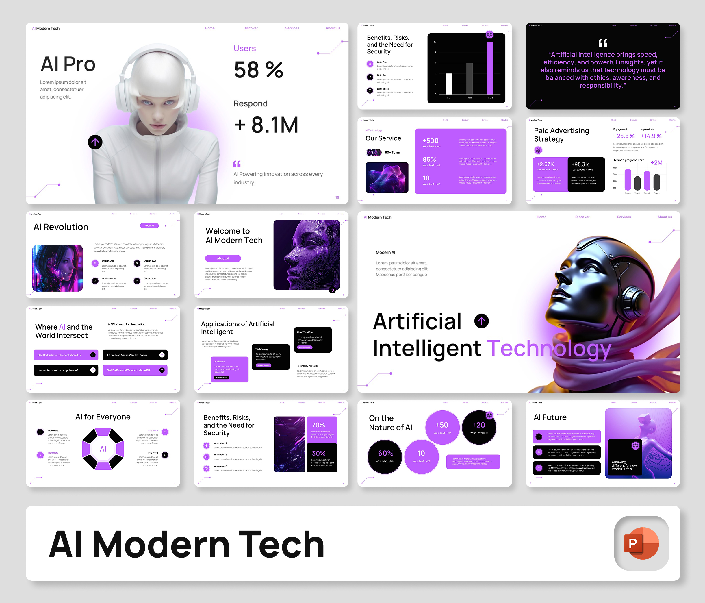 AI Modern Tech PowerPoint Presentation Template