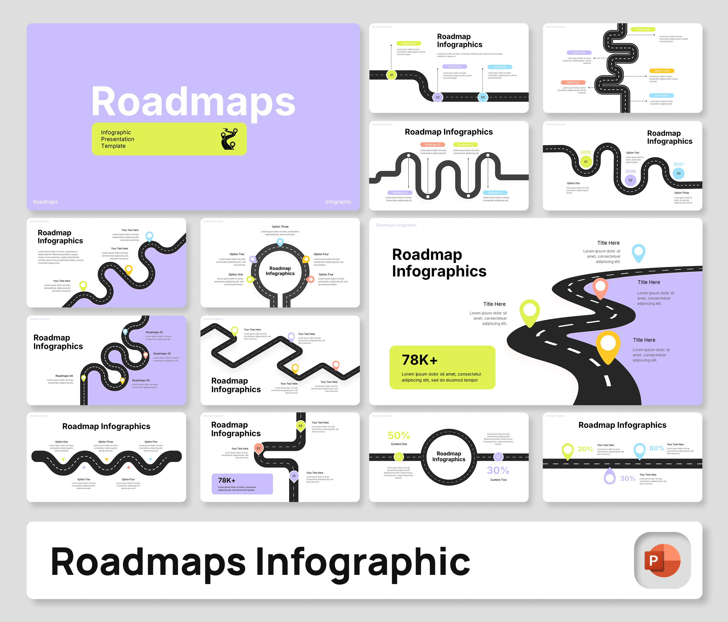 Solid Roadmap Infographic PowerPoint Presentation Template