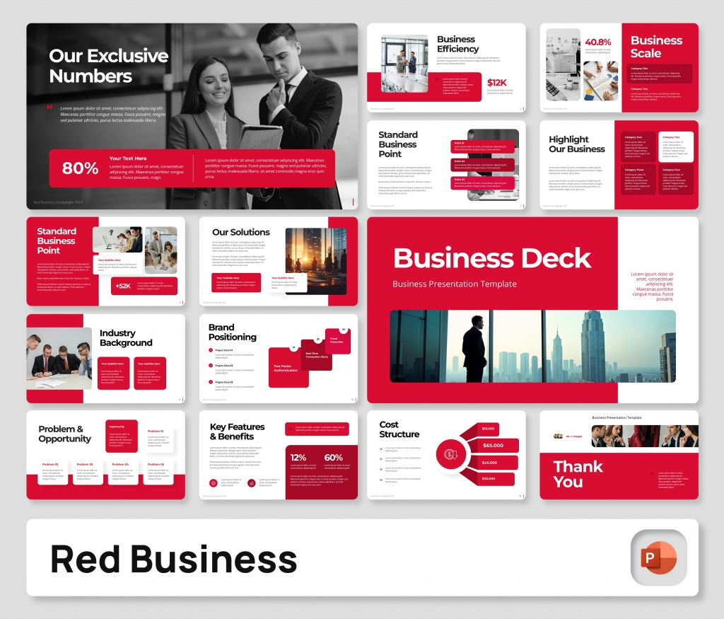 Premast | Red Business Deck PowerPoint Presentation Template