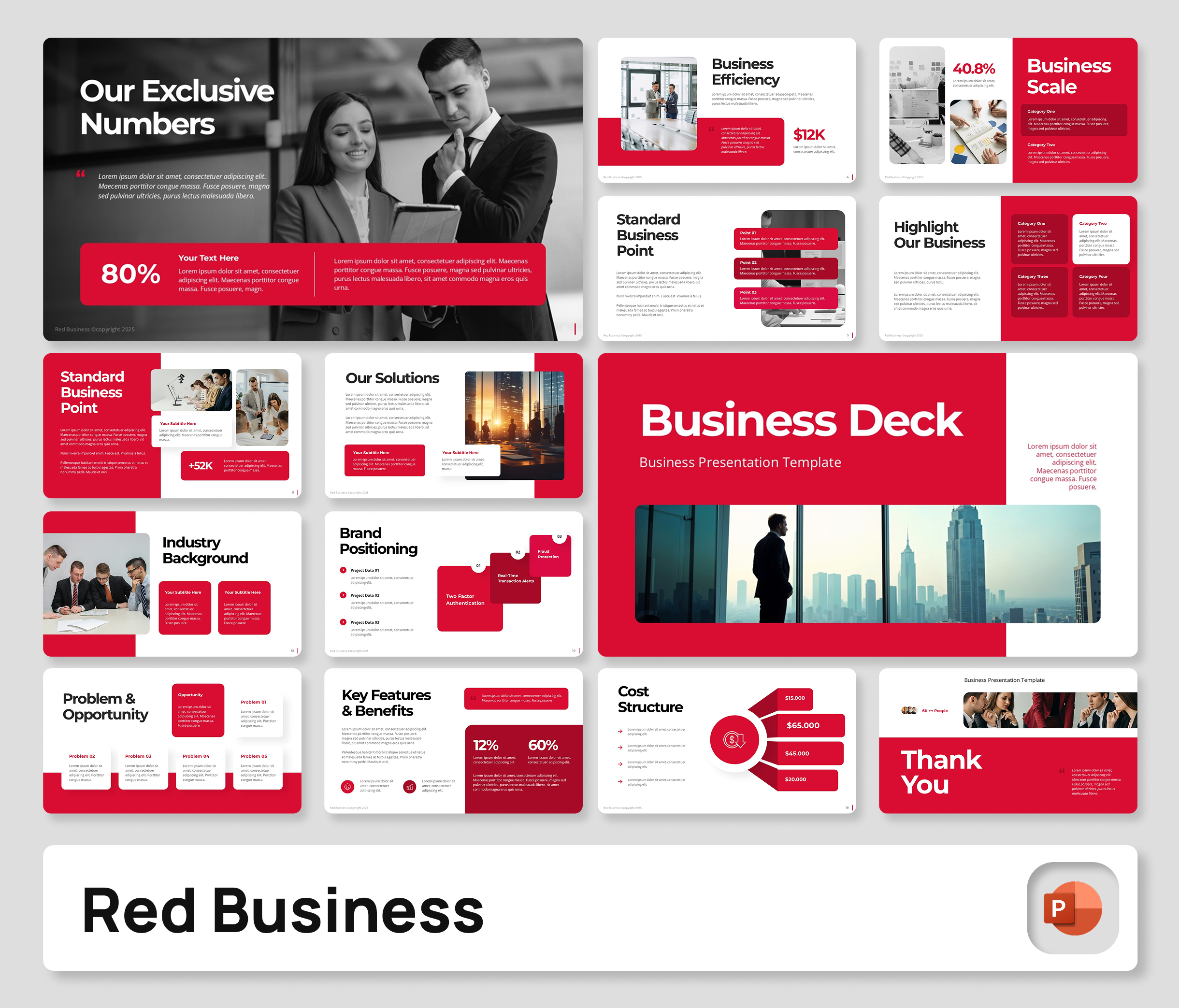 Red Business Deck PowerPoint Presentation Template