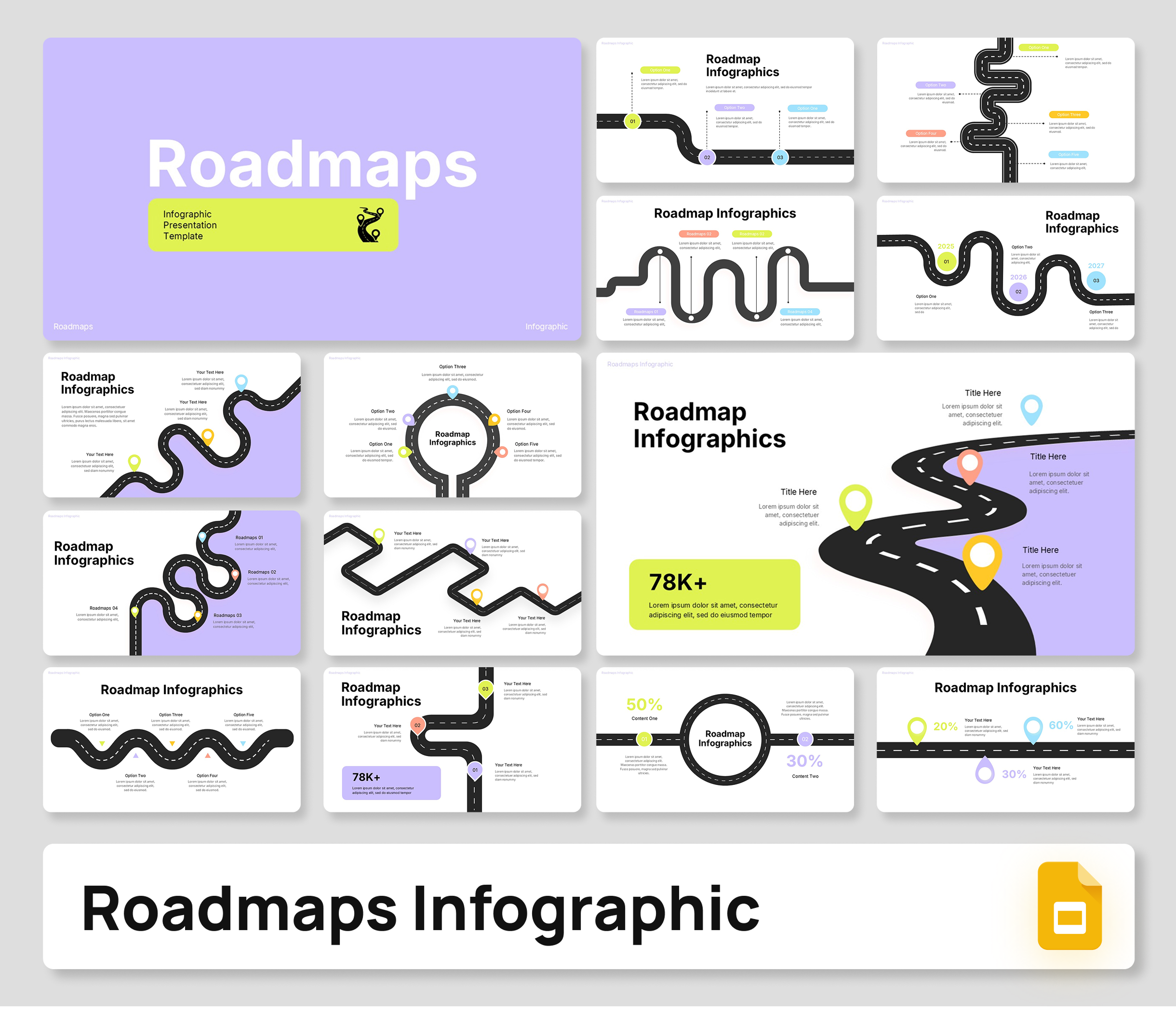 Solid Roadmap Infographic Google Slides Presentation Template