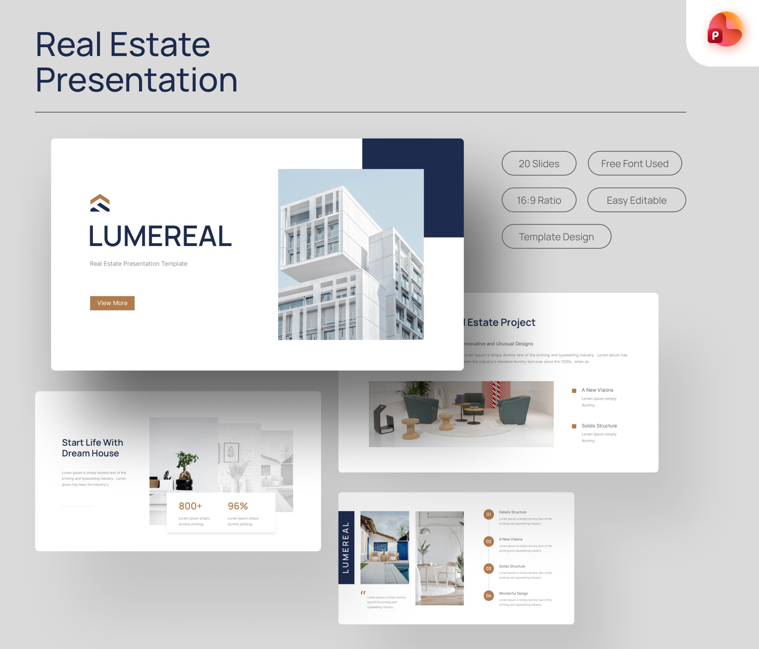 Lumereal – Real Estate PowerPoint Presentation Template
